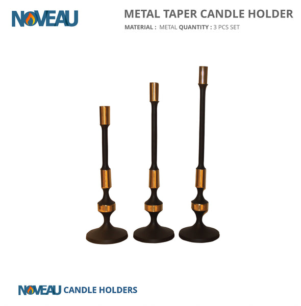 Tapers Candle Stand Gold & Black