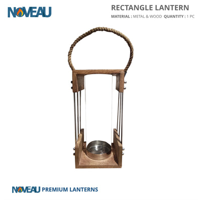 Glass & Wooden Rectangle Lantern