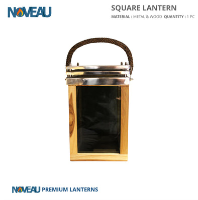 Glass & Wooden Square Lantern