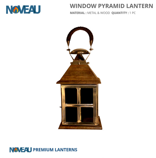 Glass & Wooden Window Pyramid Lantern
