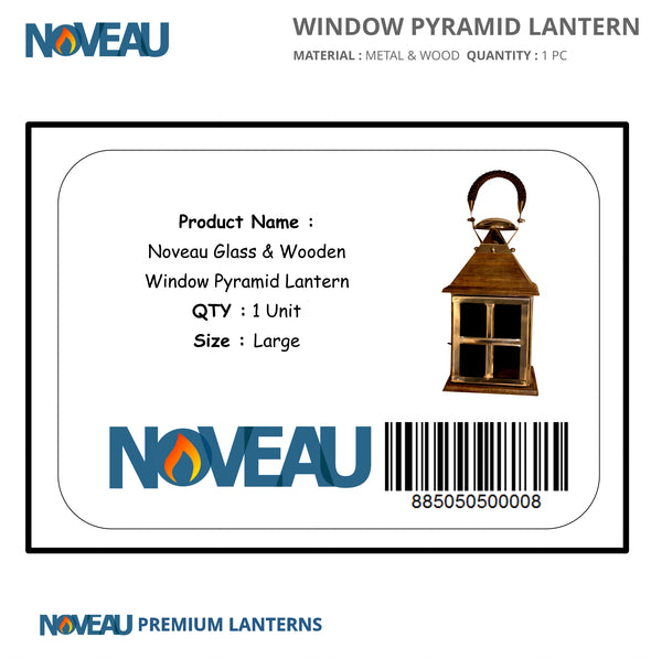 Glass & Wooden Window Pyramid Lantern